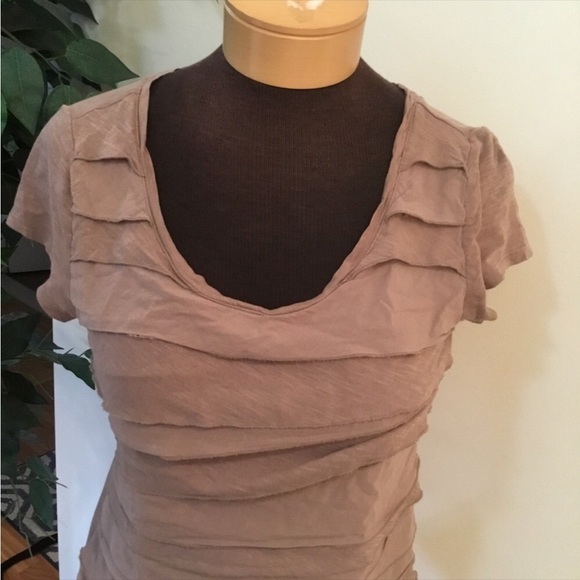 LOFT by Ann Taylor short sleeve Womans small tee soft brown layered front - Picture 3 of 10